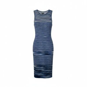 Ronny Kobo Blue Space Dye Knit Bodycon Midi Dress XS